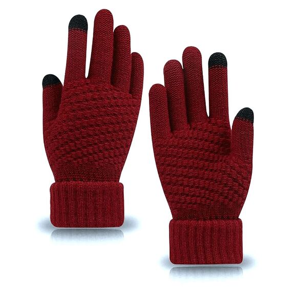 2/$21 Ladies Burgundy Red Winter Gloves - Picture 3 of 7